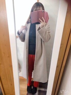 「index（インデックス）のアイテム（ノーカラーコート）」を使った、cacoさん（レディース・159cm）の冬コーディネート