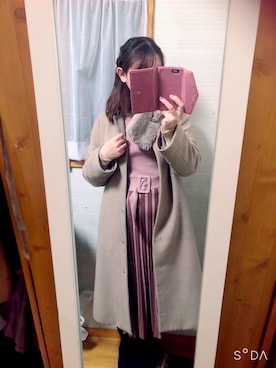 「index（インデックス）のアイテム（ノーカラーコート）」を使った、cacoさん（レディース・159cm）の冬コーディネート