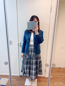 「しまむら（シマムラ）のアイテム（デニムジャケット）」を使った、cacoさん（レディース・159cm）の春コーディネート