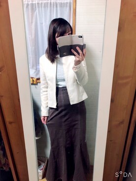「index（インデックス）のアイテム（ノーカラージャケット）」を使った、cacoさん（レディース・159cm）の春コーディネート