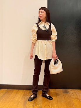 「URBAN RESEARCH（アーバンリサーチ）のアイテム（メガネ）」を使った、ayaka kawaharadaさん（レディース・164cm）の秋コーディネート