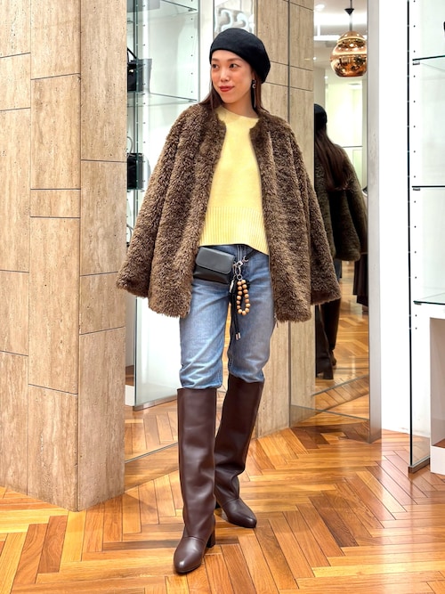 セール】『WEB/一部店舗限定』ノーカラーファーボアZIPブルゾン（ノー