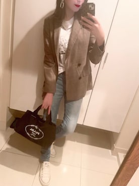 「H&M（エイチ・アンド・エム）のアイテム（その他パンツ）」を使った、ayano..さん（レディース・160cm）の春コーディネート