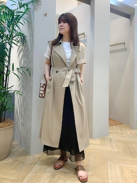 「マキシ丈スカート」｜スタッフさん（レディース・162cm）の春コーディネート