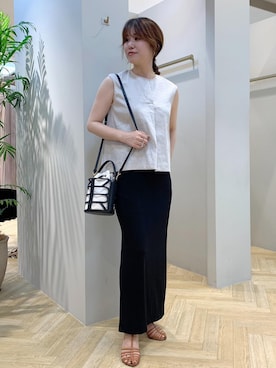 「マキシ丈スカート」｜スタッフさん（レディース・162cm）の夏コーディネート