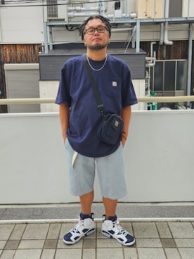 「NIKE（ナイキ）のAJ6 RETRO Olympic 27.5（スニーカー、ホワイト系）」を使った、名不synchroniz(P.M.R)さん（メンズ・174cm）の夏コーディネート