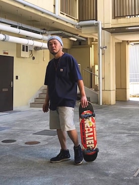 「VANS（バンズ）の【VANS】 ヴァンズ MCKINLEY MID V8060 15FA NAVY（スニーカー、ブルー系）」を使った、名不synchroniz(P.M.R)さん（メンズ・174cm）の春コーディネート
