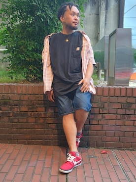 「NIKE（ナイキ）のNIKE SUKETO LOW/ナイキ スキート ロー(RED/レッド)/27.5cm（スニーカー、レッド系）」を使った、名不synchroniz(P.M.R)さん（メンズ・174cm）の春コーディネート