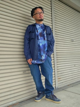「VANS（バンズ）のVANS V2204 567548-0002  NAVY MID （スニーカー、ブルー系）」を使った、名不synchroniz(P.M.R)さん（メンズ・174cm）の春コーディネート