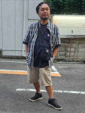 「VANS（バンズ）のVANS/BEDFORD JP（ベッドフォード JP）V3035NRC（スニーカー、ブラック系）」を使った、名不synchroniz(P.M.R)さん（メンズ・174cm）の春コーディネート