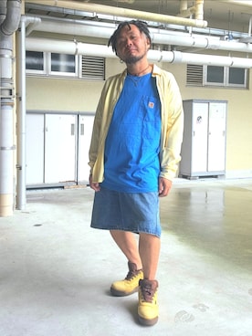 「アイテム（デニムパンツ）」を使った、名不synchroniz(P.M.R)さん（メンズ・174cm）の夏コーディネート