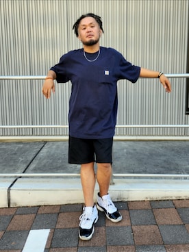 「NIKE（ナイキ）のNIKE/AIR JORDAN 11 RETRO （100カ ラー/ヒールナンバー45）（スニーカー、ホワイト系）」を使った、名不synchroniz(P.M.R)さん（メンズ・174cm）の夏コーディネート