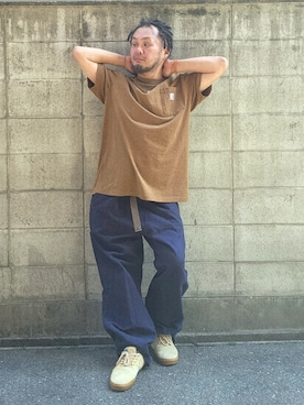 「Carhartt（カーハート）のCarhartt/カーハート B11 NVY W40（パンツ、ブルー系）」を使った、名不synchroniz(P.M.R)さん（メンズ・174cm）の春コーディネート