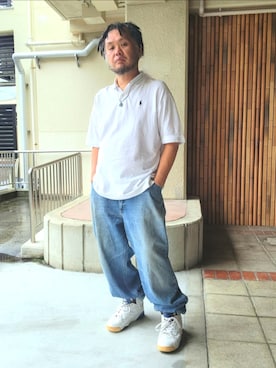 「アイテム（デニムパンツ）」を使った、名不synchroniz(P.M.R)さん（メンズ・174cm）の夏コーディネート