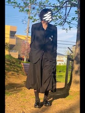 「アイテム（スカート）」を使った、黒鯨さん（メンズ・177cm）の春コーディネート