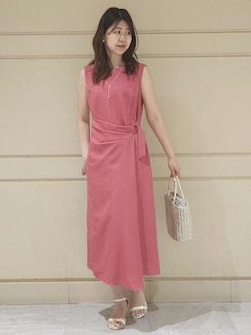 「COUP DE CHANCE（クードシャンス）の【日本製】 ラップデザインワンピース（ワンピース、ピンク系）」を使った、yukaさん（レディース・170cm）の夏コーディネート