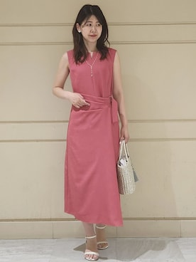 「COUP DE CHANCE（クードシャンス）の【日本製】 ラップデザインワンピース（ワンピース、ピンク系）」を使った、yukaさん（レディース・170cm）の夏コーディネート