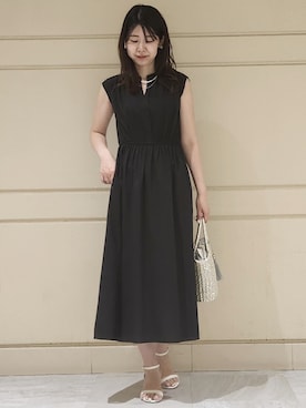「COUP DE CHANCE（クードシャンス）の【天然素材】カゴバック（トートバッグ、シルバー系）」を使った、yukaさん（レディース・170cm）の夏コーディネート