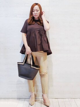 「OPAQUE.CLIP（オペークドットクリップ）の◆ペプラムドッキングカットソー【洗濯機洗い可】（Tシャツ/カットソー）」を使った、ひさえさん（レディース・169cm）の春コーディネート
