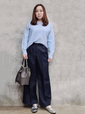 「THE SHOP TK （ザ ショップ ティーケー ）の巾着ショルダーバッグ（ショルダーバッグ）」を使った、ひさえさん（レディース・169cm）の冬コーディネート