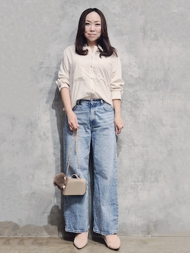 「THE SHOP TK （ザ ショップ ティーケー ）のアイテム（デニムパンツ）」を使った、ひさえさん（レディース・169cm）の夏コーディネート
