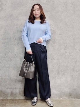 「THE SHOP TK （ザ ショップ ティーケー ）の巾着ショルダーバッグ（ショルダーバッグ）」を使った、ひさえさん（レディース・169cm）の冬コーディネート