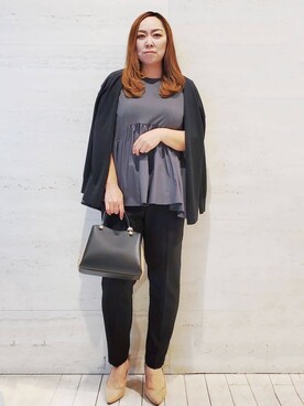 「OPAQUE.CLIP（オペークドットクリップ）の◆ペプラムドッキングカットソー【洗濯機洗い可】（Tシャツ/カットソー）」を使った、ひさえさん（レディース・169cm）の春コーディネート