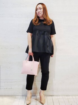 「OPAQUE.CLIP（オペークドットクリップ）の◆ペプラムドッキングカットソー【洗濯機洗い可】（Tシャツ/カットソー）」を使った、ひさえさん（レディース・169cm）の春コーディネート