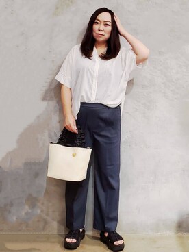 「THE SHOP TK （ザ ショップ ティーケー ）のアイテム（トートバッグ）」を使った、ひさえさん（レディース・169cm）の夏コーディネート