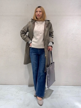 「アイテム（モッズコート、グリーン系）」を使った、さち。さん（レディース・166cm）の冬コーディネート