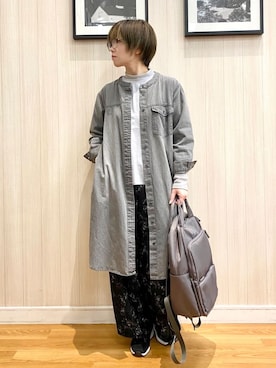「SHOO・LA・RUE（シューラルー）の【洗える/体型カバー】デニム シャツワンピース（ワンピース、グレー系）」を使った、ユ（yu）さん（レディース・161cm）の春コーディネート