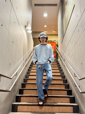 「アイテム（サンダル）」を使った、misiaaanさん（メンズ・177cm）の秋コーディネート