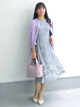 「アイテム（ショルダーバッグ、パープル系）」を使った、keinaさん（レディース・160cm）の春コーディネート