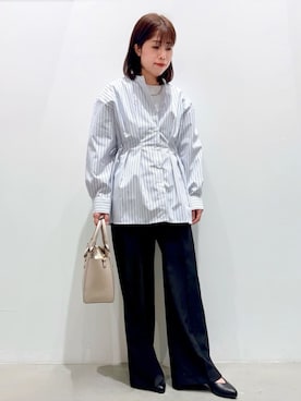 「grove（グローブ）の【UVカット/接触冷感】プリントアソート5分袖Tシャツ（Tシャツ/カットソー、ホワイト系）」を使った、ＷＡさん（レディース・152cm）の春コーディネート