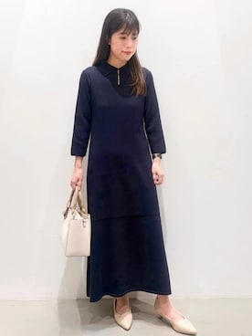 「grove（グローブ）のポロニットワンピース（ワンピース、ブルー系）」を使った、ＷＡさん（レディース・152cm）の春コーディネート