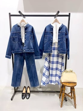 「grove（グローブ）の着心地軽やか、動きやすいストレッチデニムジャケット（デニムジャケット、ブルー系）」を使った、ＷＡさん（レディース・152cm）の春コーディネート