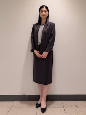 「アイテム（ノーカラージャケット、グレー系）」を使った、まこさん（レディース・159cm）の夏コーディネート