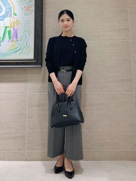 「UNTITLED（アンタイトル）の【日本製・本革】Comfit Dresser Pumps（コンフィットドレッサーパンプス）（パンプス、ブラック系）」を使った、まこさん（レディース・158cm）の秋コーディネート