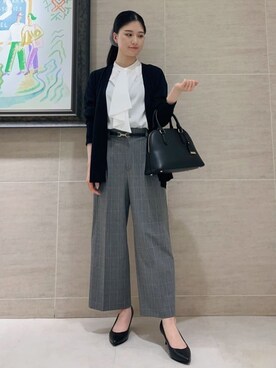 「UNTITLED（アンタイトル）の【日本製・本革】Comfit Dresser Pumps（コンフィットドレッサーパンプス）（パンプス、ブラック系）」を使った、まこさん（レディース・158cm）の夏コーディネート