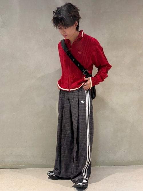 adidas（アディダス） ワイドパンツ パンツ チェック トラウザー