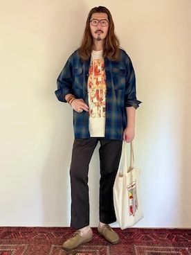 「BILL WALL LEATHER（ビルウォールレザー）のThin Cross Bangle（バングル/リストバンド、その他）」を使った、Bill Wall Leatherさん（メンズ・183cm）の夏コーディネート