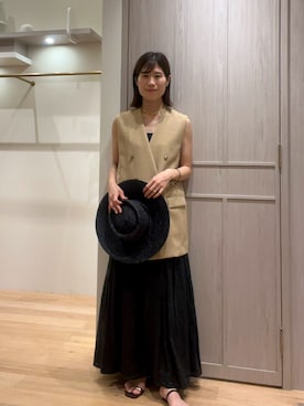 「アイテム（シューズ、ゴールド系）」を使った、nabecooさん（レディース・158cm）の夏コーディネート