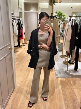 「LOUNGEDRESS（ラウンジドレス）のチュニックニットタンク（ニット/セーター、ベージュ系）」を使った、nabecooさん（レディース・158cm）の夏コーディネート