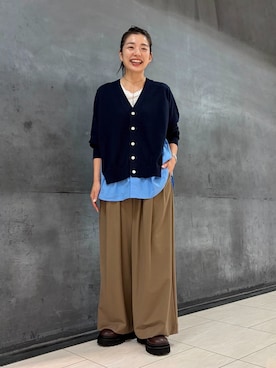 「ZUCCa（ズッカ）のHIGH TWIST TWILL JERSEY / パンツ（その他パンツ、ブラック系）」を使った、ZUCCa OFFICIALさん（レディース・154cm）の秋コーディネート