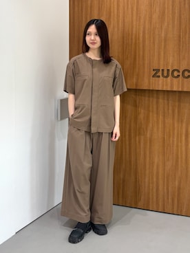 「ZUCCa（ズッカ）のHIGH TWIST TWILL JERSEY / パンツ（その他パンツ、ブラック系）」を使った、ZUCCa OFFICIALさん（レディース・154cm）の秋コーディネート