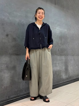 「ZUCCa（ズッカ）のスーピマライトジャージィー / タンクトップ（タンクトップ、ホワイト系）」を使った、ZUCCa OFFICIALさん（レディース・166cm）の夏コーディネート