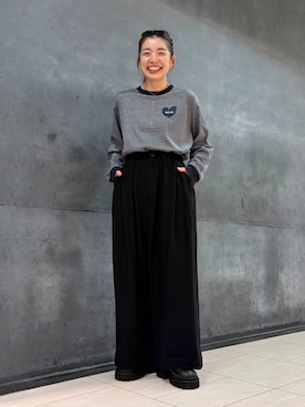 「ZUCCa（ズッカ）のHIGH TWIST TWILL JERSEY / パンツ（その他パンツ、ブラック系）」を使った、ZUCCa OFFICIALさん（レディース・154cm）の秋コーディネート