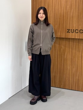 「ZUCCa（ズッカ）のRHOMBUS BELT（ベルト、ブラック系）」を使った、ZUCCa OFFICIALさん（レディース・154cm）の秋コーディネート