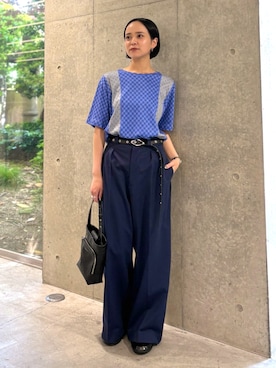 「ZUCCa（ズッカ）のCHAINETTE BELT / ベルト（ベルト、ブラック系）」を使った、ZUCCa OFFICIALさん（レディース・154cm）の春コーディネート
