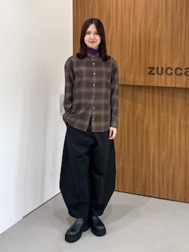 「ZUCCa（ズッカ）のアイテム（ブーツ、ブラック系）」を使った、ZUCCa OFFICIALさん（レディース・154cm）の秋コーディネート